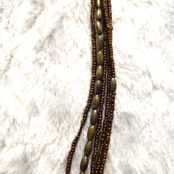 Antique Beautiful Turquoise & Brown Stone Wrapped Gold Tone Wires & Beaded - Picture 8 of 14